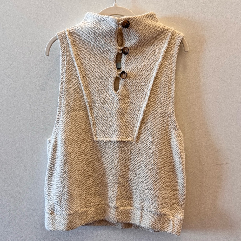 Free People Beach Cream Sleeveless Button-Up Top